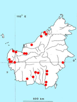 Map of known locations of GRA in  Borneo